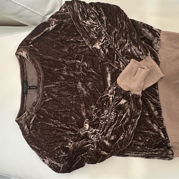 Rag and Bone  Brown Velvet Long Sleeve Top new without  tags size small - Picture 2 of 4